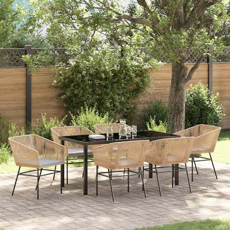 Garten Essgruppe 7 pcs Braun Pulverbeschichteter Stahl (1/5)