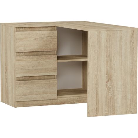 Eckschreibtisch links mit Schubladen Sonoma 112 x 87 cm Modern N4L