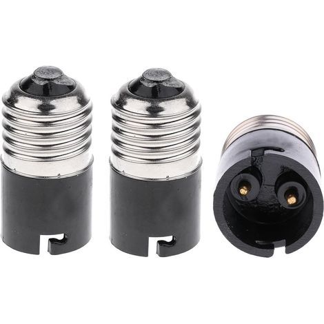 Adaptador convertidor de bombilla E27 a B22 (paquete de 3) - Negro (1/4)
