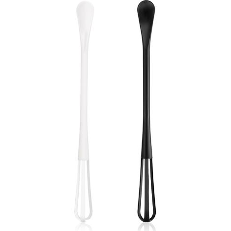Lot de 2 Fouets, Mini Cuillère 22 cm, Polypropylène, Noir Blanc, Cuisine Sauce Oeuf (1/5)