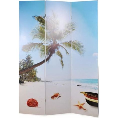 Paravent décoratif imprimé 3 volets bois Sea (1/5)