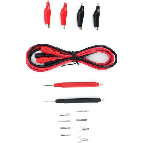 Kit de multimètre numérique multifonction 6 en 1 avec cordons de test, sondes, stylo, câbles et pinces crocodiles (1/5)