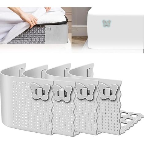 Supports De Draps en Silicone, Ensemble De Porte draps, Gardez Les Draps De Lit Ferme Et Serré en Place, pour Tous Les Matelas (Gris,4pcs) (1/5)