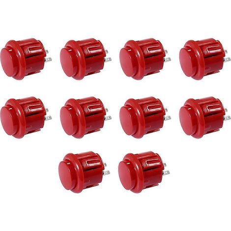 Lot de 10 boutons d'arcade réactifs de 24 mm, rouges (1/5)