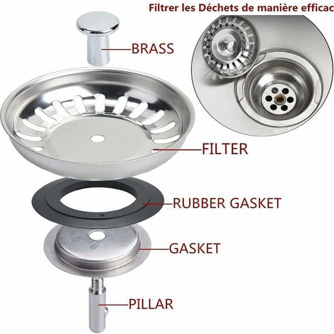 Filtre évier Cuisine,Bouchon d evier,Couvercle de filtre évier cuisine,Filtre à évier en acier inoxydable,Bouchon evier inox,Diamètre de 80 mm (A,1pcs) FOREHILL