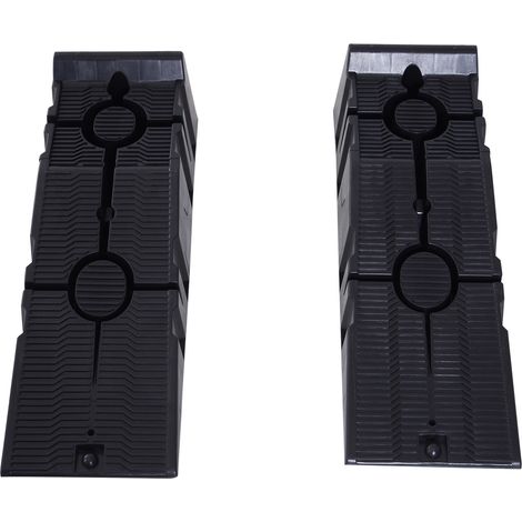 Lot de 2 rampes en plastique noir pour voitures, charge max 5000 kg, taille 91x30x21 cm. (1/5)
