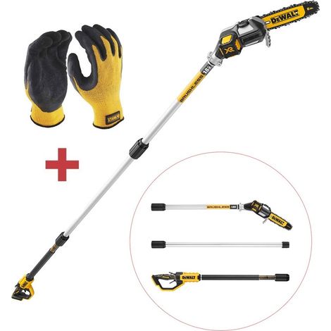 Dewalt DCMPS567N 18v XR Brushless Pole Saw Chainsaw Pruner Split Shaft + Gloves (1/4)