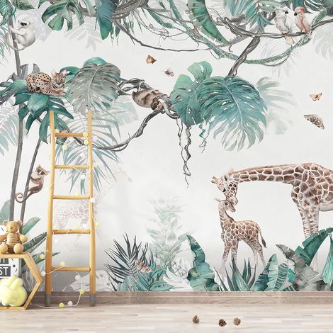 Papier peint panoramique Enfants - Girafes - 130 cm x 74 cm (1/4)