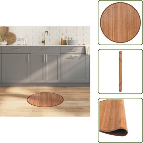 The Living Store Teppich Rund Natur 60 cm Bambus - Natur (1/5)