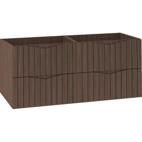 Petits-Meubles – Meuble sous-vasque simple 120 cm – Façade MDF 18 mm – Corps stratifié 16 mm – 4 tiroirs avec fermeture silencieuse – Finition bois noyer et plan noir (1/5)
