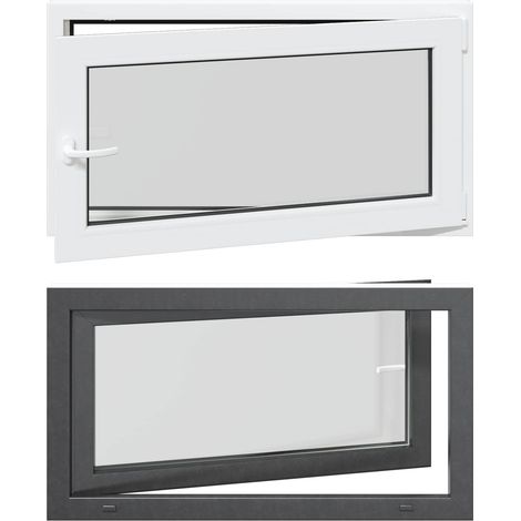 Fenêtre de sous-sol RISOR 110 x 50 cm PVC et verre Anthracite vidaXL (1/5)
