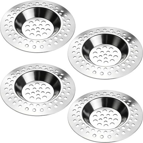 Grilles pour bonde de baignoire,Ensemble de 4 crépines d'évier en acier inoxydable, résistantes à la rouille, durables, anti-obstruction et faciles à nettoyer (1/5)