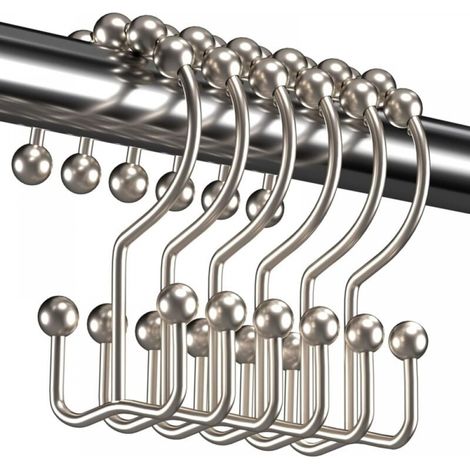 12 Pack Shower Curtain Hooks, Shower Curtain Rings, Double Glide, Shower Hooks, Rings for Bathroom (1/5)