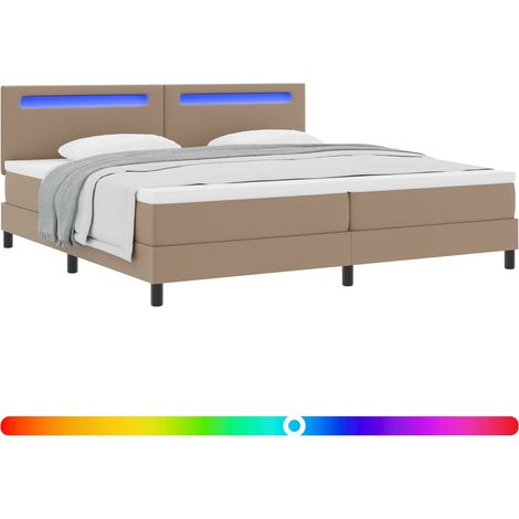 Maison Exclusive - Lit à ressorts avec matelas Cappuccino 200 x 200 cm Simili cuir