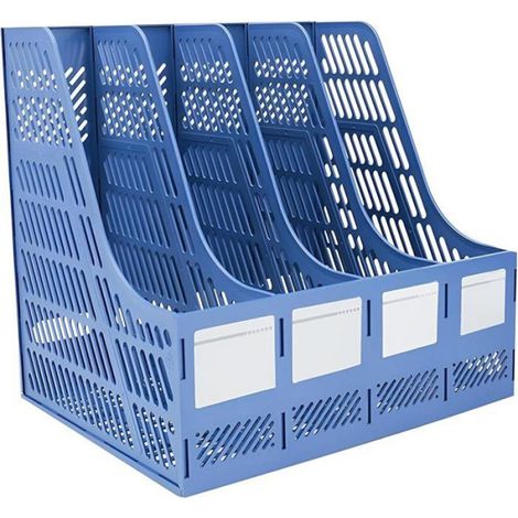 Porte-revues A4 en plastique HIPS design creux avec 4 compartiments, organisateur de rangement pour bureau, école et maison (1/5)