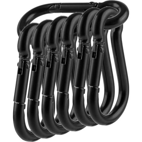 8PCS - M8 Mousqueton en Acier Inoxydable 304 - Noir Mousqueton INOX 80mm de Fixation Capacité de Charge de 500 kg/1100 LB, Crochet Mousquetons Hamc Balancoire - 80mm x φ8 mm (1/5)