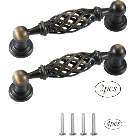 Poignées de meubles Vintage 2 ensembles de poignées de meubles cuisine anciennes poignées de meubles poignées de portes poignées de tiroirs poignées de portes avec trous de vis 96 mm (1/4)