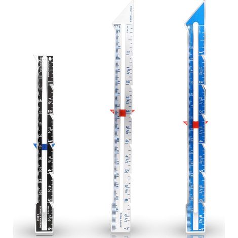 Lot de 3 règles de couture coulissantes, outil de mesure en métal pour le tricot, la couture et les ourlets, idéal pour les débutants (noir + bleu + argent) (1/5)