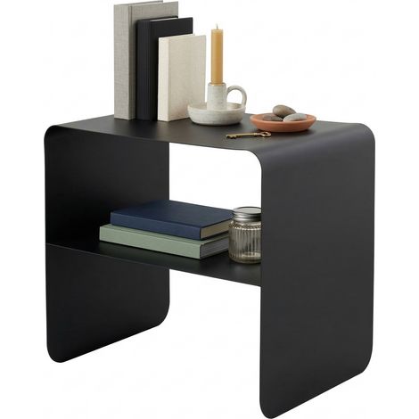 Couchtisch Graniti, ein Fach, rechteckige Form, Tischplatte aus Metall, 45x56x52h cm Schwarz