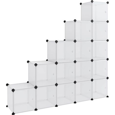 Organiseur de rangement en cube avec 15 cubes et portes en PP transparent CFW784602 (1/5)