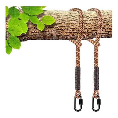 2 Pack Hammock Straps with Stainless Steel Carabiner Holds up to 1000 lbs for Outdoor Play Area, Yoga Swings, Boxing (1/5)