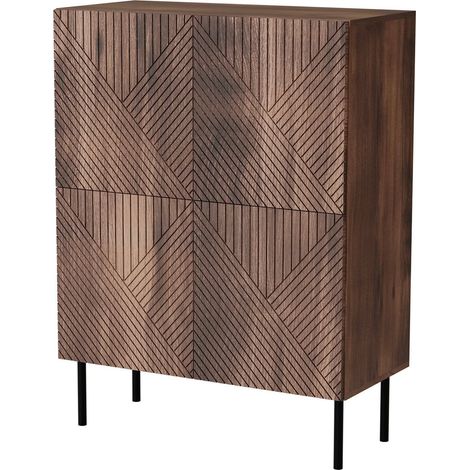 Buffet Gaby, buffet de salon avec deux portes battantes, surélevé du sol, 118x40 h89 cm, noyer (1/4)