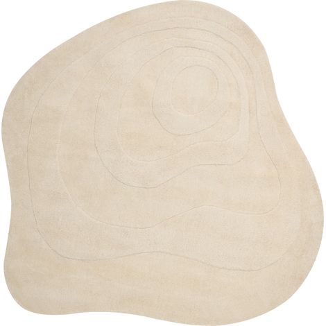 Alfombra moderna hecha a mano pasillo sala de estar 160 x 160 cm de pelo corto lana viscosa beige Gorano (1/5)