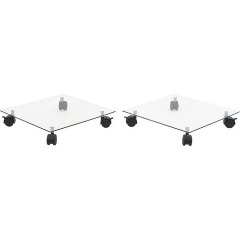 Plant Rollers 2 pcs Tempered Glass 35x35 cm Square vidaXL