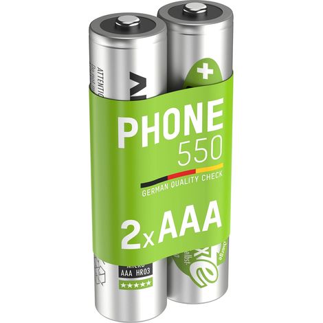 ANSMANN MaxE Micro AAA batteria ricaricabile 550mAh DECT Phone-Akku pre-carica della batteria - batteria per i telefoni cordless (confezione da 2) - MaxE (1/2)