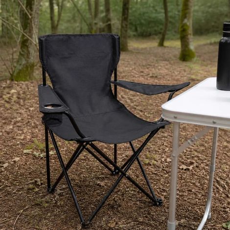 Chaise Easy C2 pliable noire - Structure acier et polyester 600D (1/5)