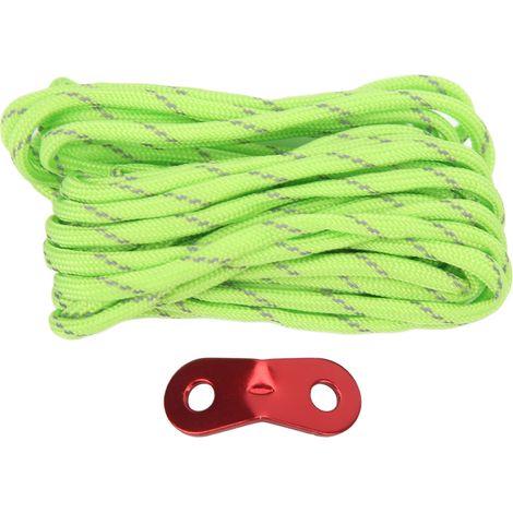Corde de Tente Résistante au Vent 4mm, Récupérateur Réfléchissant Vert Fluorescent pour Camping Extérieur