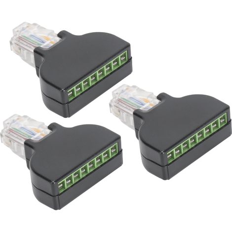 3 Adaptateurs RJ45 Mâle vers 8 Broches à Vis pour Câbles Audio Vidéo Numérique