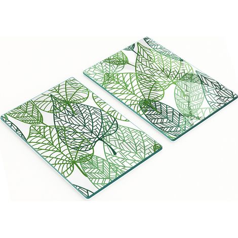 Tableaux en verre résistants et élégants à motif de feuilles vertes 2x40x52 cm (1/5)