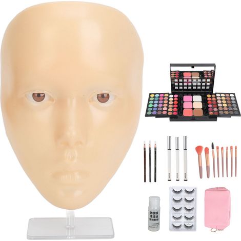 Kit de maquillage professionnel 5D visage d'entraînement réutilisable, silicone jaune, palette de cils et eyeliner, pinceaux inclus. (1/5)