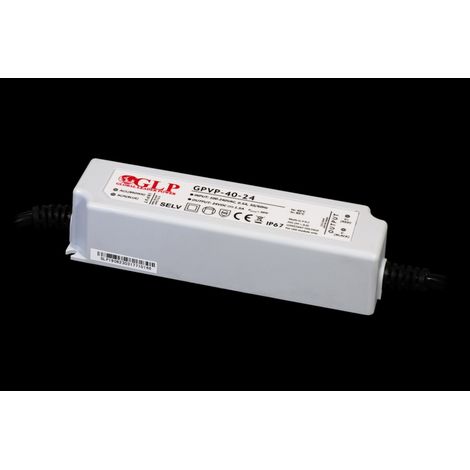 GPVP-40-24: Alimentatore GLP: 24 V/1,7 A, CV, PFC, IP67, custodia in plastica, cavi a doppio isolamento