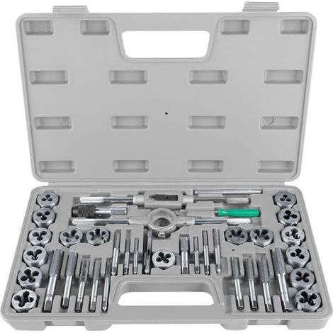 Coffret de 40 Pcs Tarauds et Matrices M3-M12 Ensemble de Filières en Acier avec 17 x Robinets 17 x Matrices (1/5)