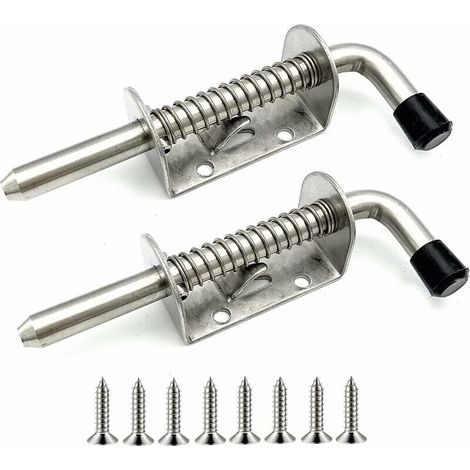 Set of 2 Stainless Steel Spring Latches for Garage Doors, Garden Sheds, Patios, Chicken Coops (128mm) (1/5)