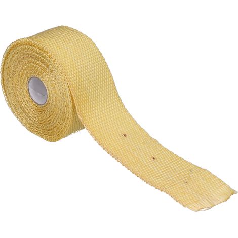 Ruban isolant thermique de 5 m en fibre de verre et acier allié avec 6 attaches de câble en acier pour tuyaux d'échappement automobiles et motos - Jaune (1/5)