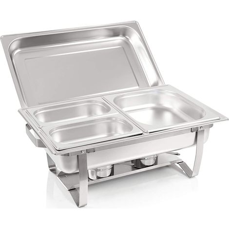 Bc-elec - F433-3-2 Speisenwärmer Buffetwärmer 1x GN1/2 + 2x GN1/4 bain marie mit Deckel, 60x37x29cm (1/5)