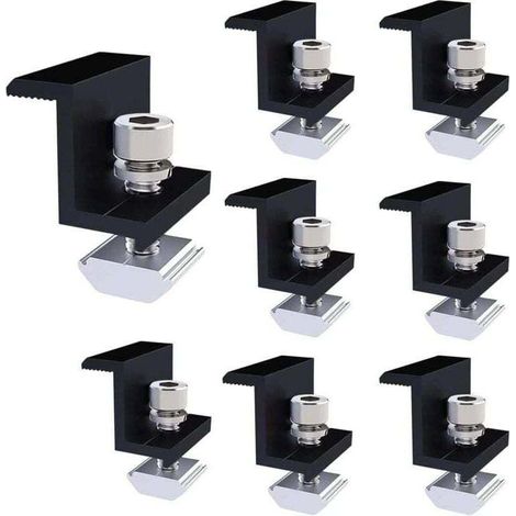 Lot de 8 Supports de Panneau Solaire de 30 mm Fixation Panneau Solaire Kit Panneau Solaire avec Batterie Réglables Convient pour Camping-Car, Toiture (Noir) (1/4)