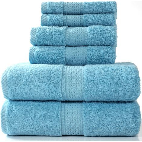 Juego de toallas "Pearl Collection" – 6 piezas, 100% algodón, 950 g/m², 2 toallas de baño + 2 toallas de mano en azul vibrante. (1/5)
