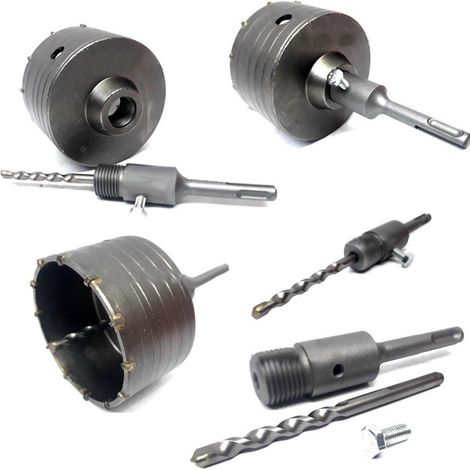 TrAdE Shop Traesio - Fresa Carotatrice A Tazza Per Muro Da 30mm A 130mm + Asta Da 11 Cm Sds Plus - 30 mm