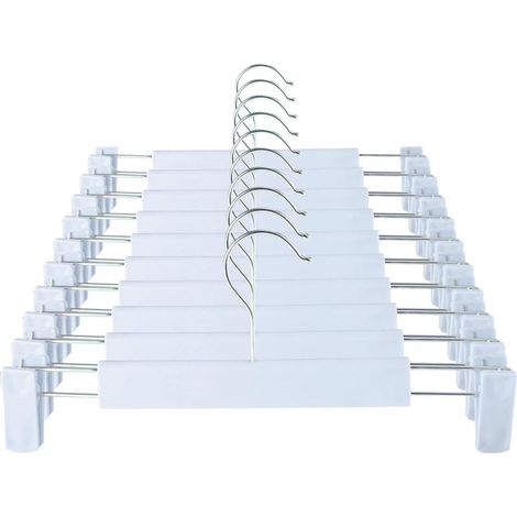 Lot de 10 cintres (bleu clair) 29 x 13 cm avec crochet rotatif à 360°, cintre à clip réglable, cintre pour vêtements, manteaux et jeans (1/4)