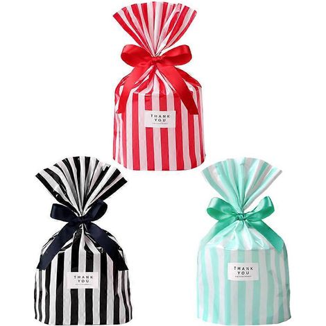 150 pochettes cadeaux de Noël à rayures, idéales pour les biscuits, les desserts et autres gourmandises.-20.6X14cm-Black (1/3)