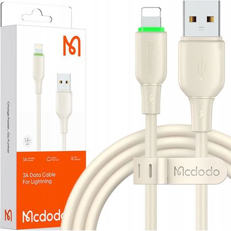 Mcdodo USB-Lightning-Ladekabel mit Schnellladefunktion für iPhone, 1 m, LED, beige (1/5)