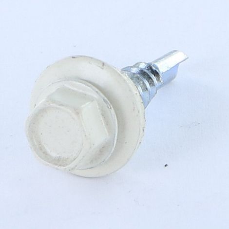 Vis autoperceuse Tête hexagonale TH 5.5X25 Rondelle d'étanchéite EPDM Acier zingué RAL9002 blan gris-30 pièces