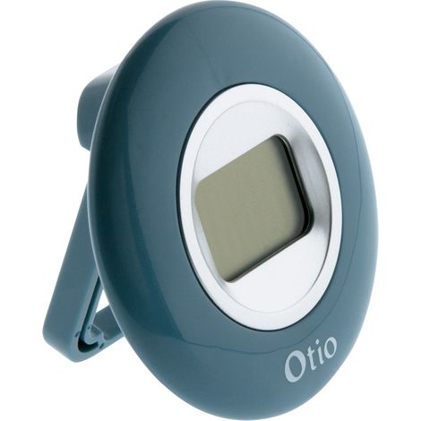 Otio – Thermomètre d'intérieur LCD bleu canard – Plage de température 0 à +50°C – Pied rétractable pour fixation murale