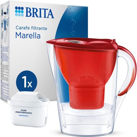 Carafe Filtrante Marella 2,4L Rouge + 1 Cartouche MAXTRA PRO All-in-One Emballage Durable (1/5)