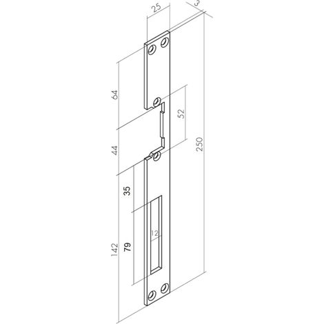 ORNO Symmetrical Long Painte Right Door Strike (25/250/3 mm) (1/4)