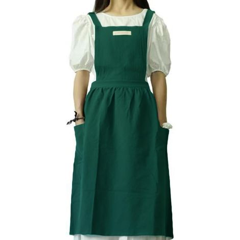 Tablier Femmes Tablier Japonais Femme Coton et Lin avec Bretelles Croisees Bavoir Couleur Unie Coton Vintage Tablier de Cuisine avec 2 Poches pour Chef Jardinage Fleuriste (1/5)